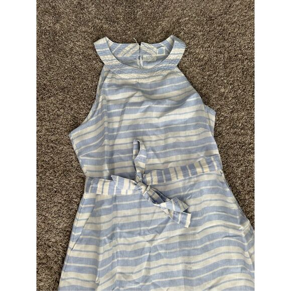 Sigrid Olsen 100% Linen A-line Halter striped Midi Dress Women’s S Blue/White - Picture 4 of 13